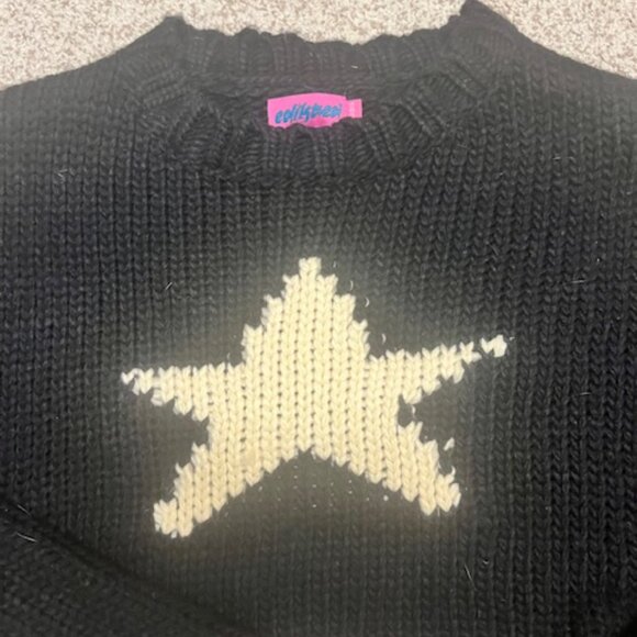Edikted black cropped star sweater, S - Picture 2 of 2